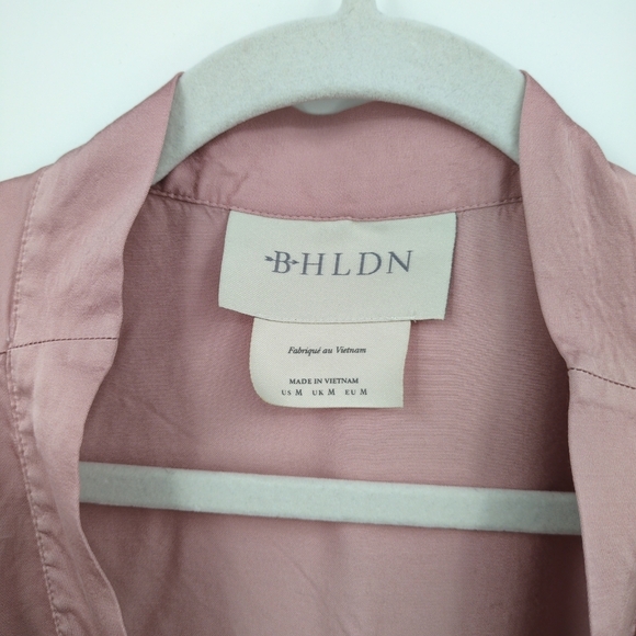 BHLDN Anthro Matine Robe Rose Pink Viscose Tie Waist Lace Trim Bride Soft Medium - Picture 5 of 10